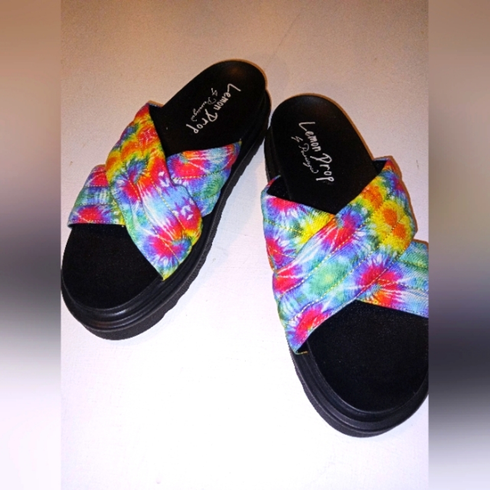 Tie Die Platform Slides/Sandals
